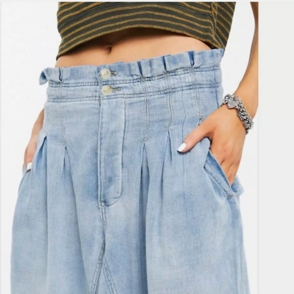 Free People Mover Shaker Paper Bag Jeans Sz 8/10 - Picture 3 of 5